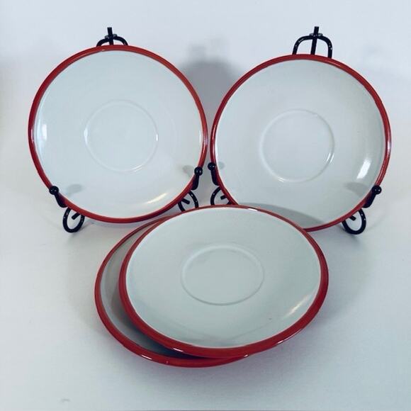 Dansk Kobenstyle Chili Red Espresso 5.4 inch #844320 Saucers set of 4 NWT - Picture 7 of 9